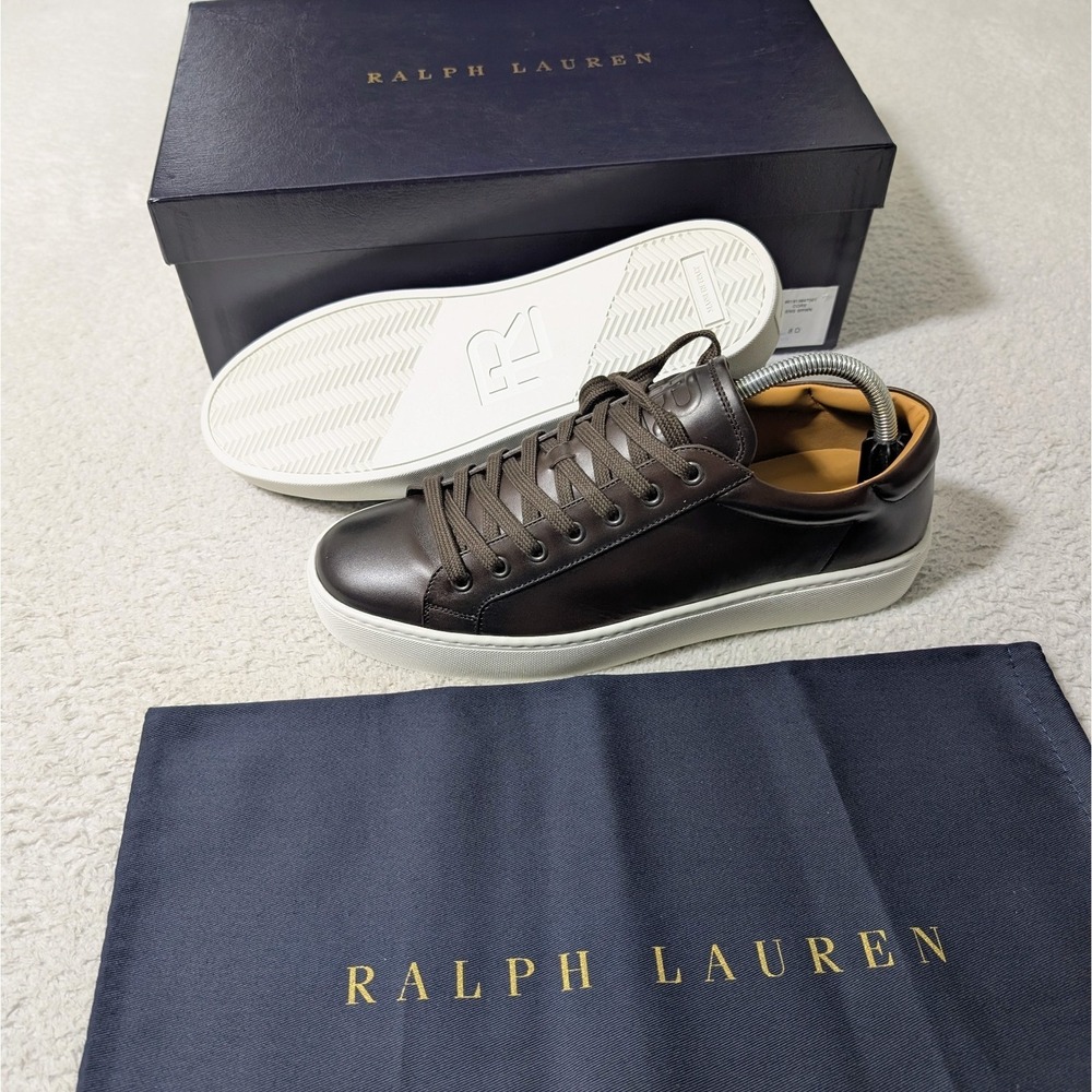 Ralph Lauren Purple Label Severn Calfskin Brown Leather Made Italy 8D Core ENG
